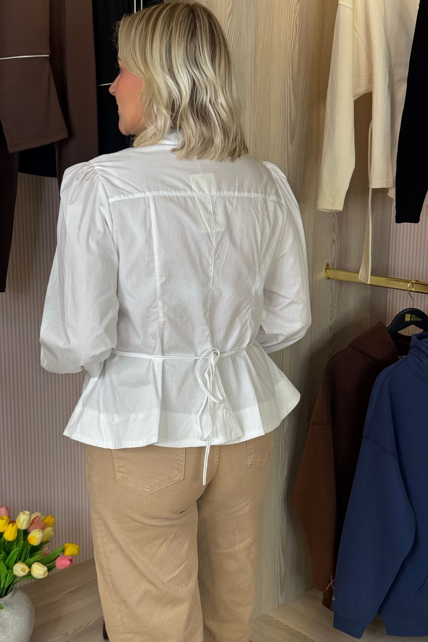 Holly Zip Front Blouse In White