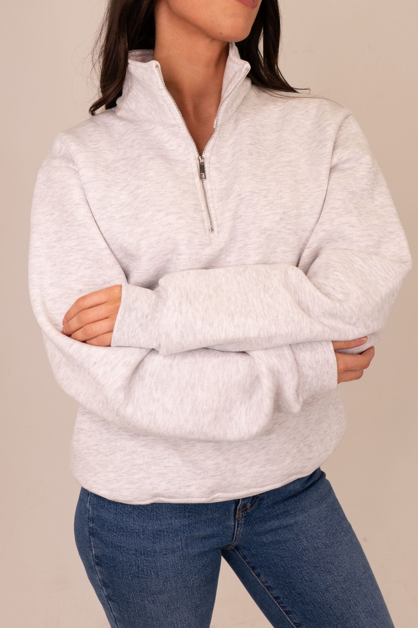 Poppy Half Zip Sweatshirt In Grey