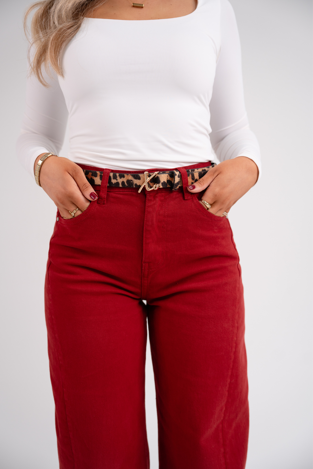 Love Laura Carrot Barrell Jeans In Deep Red