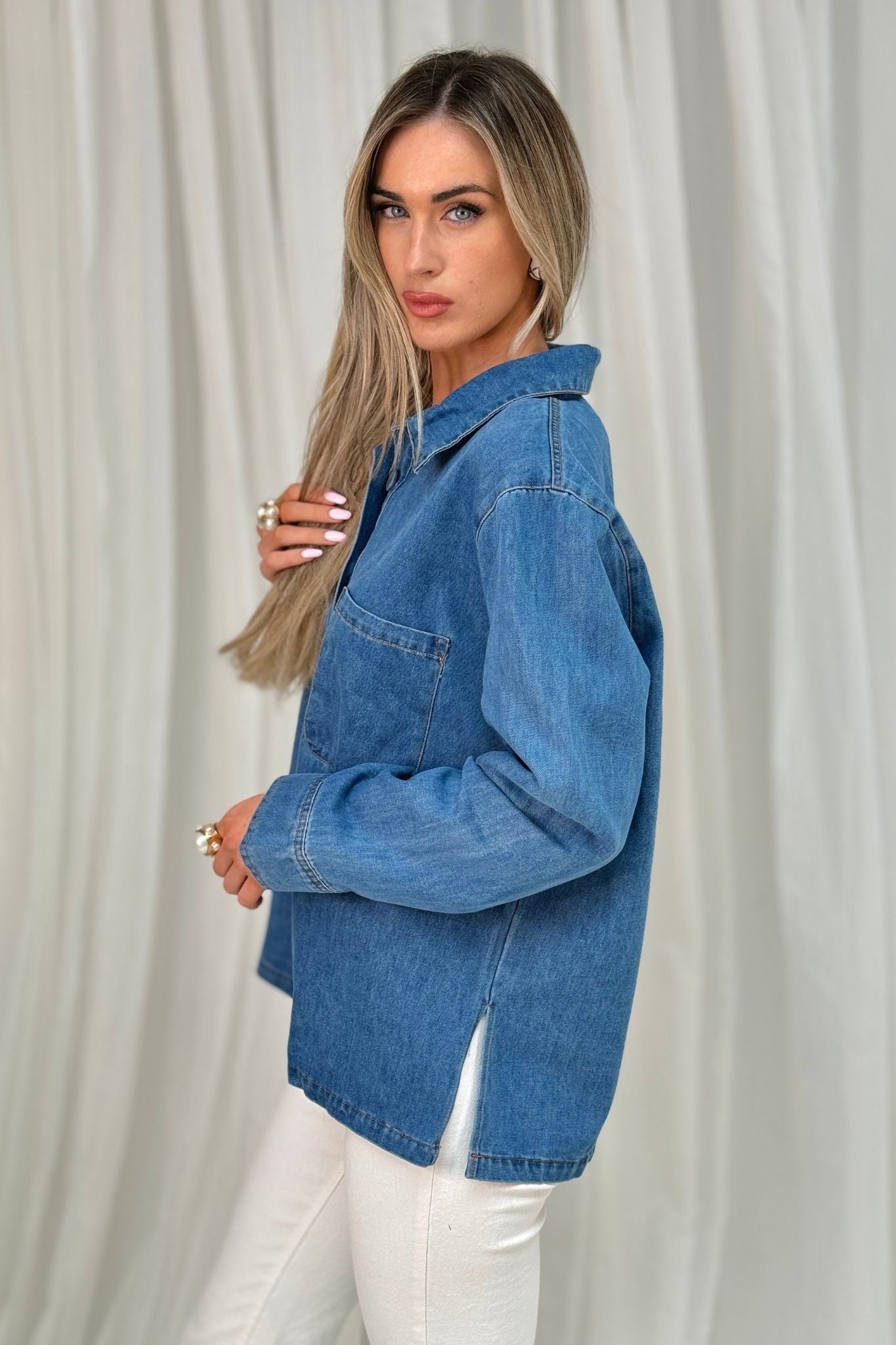 Jane Denim Shirt In Mid Wash