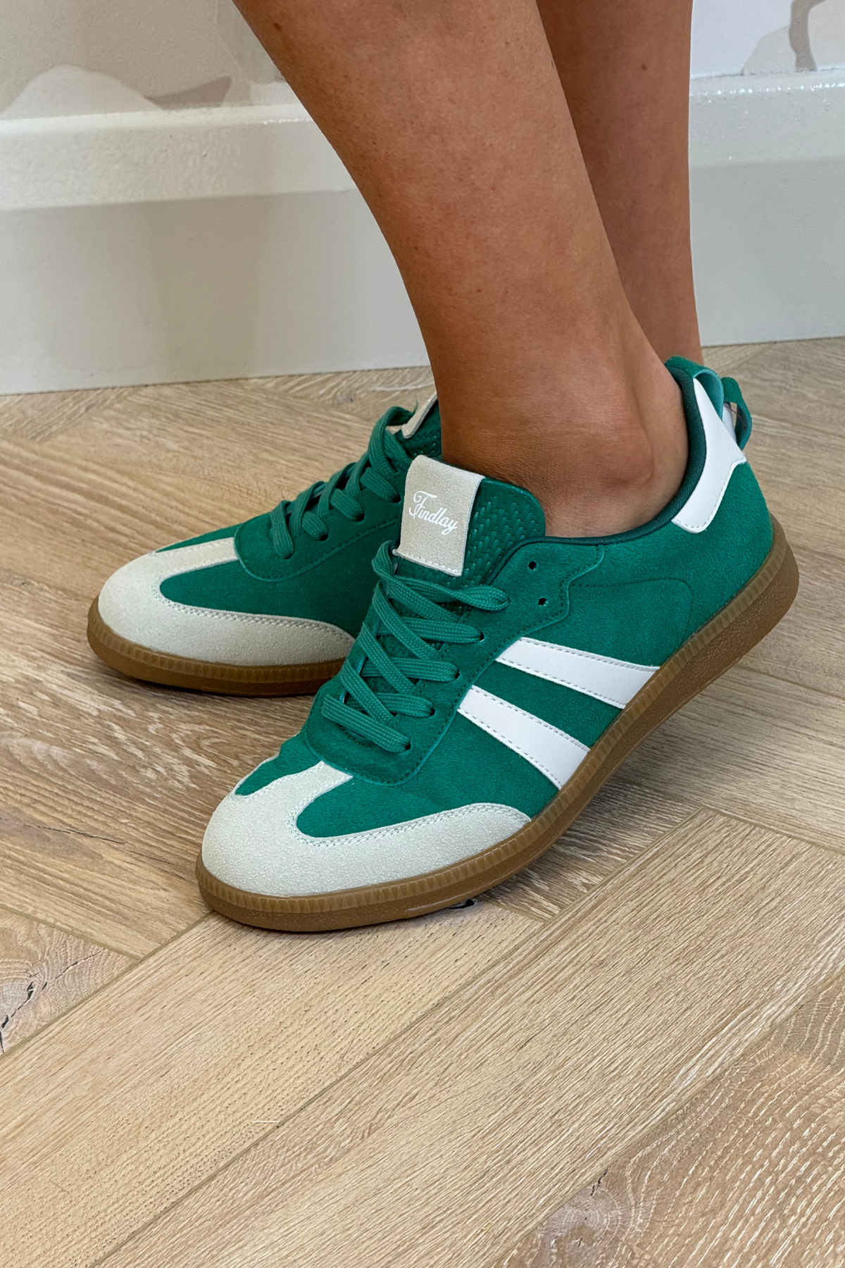 Faith Faux Suede Trainer In Green