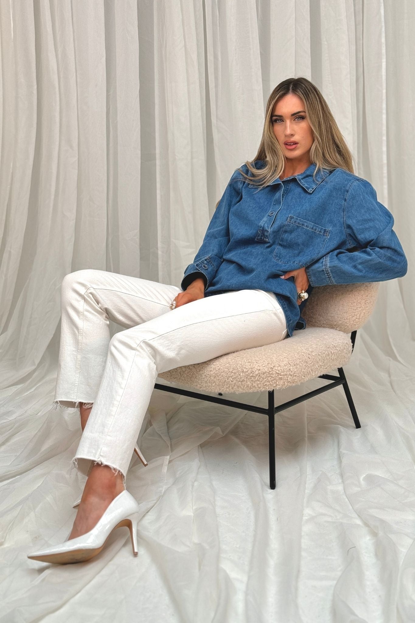 Jane Denim Shirt In Mid Wash