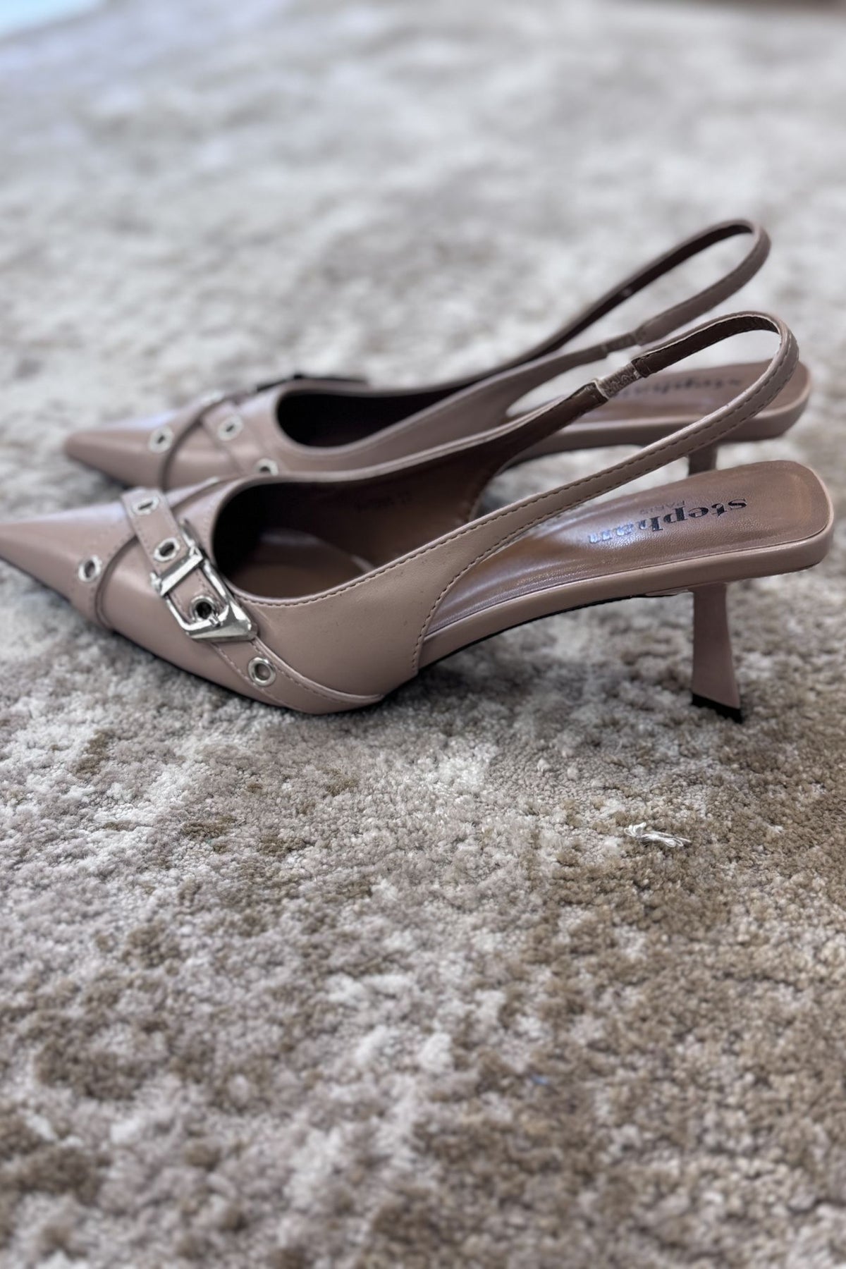 Sadie Buckle Slingback In Tan