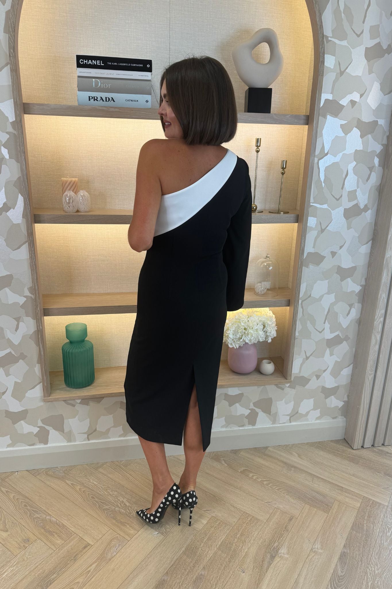 Marissa One Shoulder Open Sleeve Dress In Black