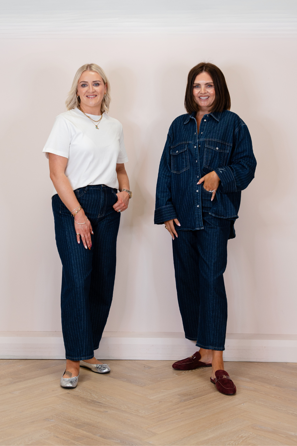 Love Laura Pinstripe Barrell Jeans In Indigo