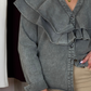 Cora Frill Collar Denim Shirt In Grey Wash