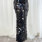 Millie Long Sequin Skirt In Black