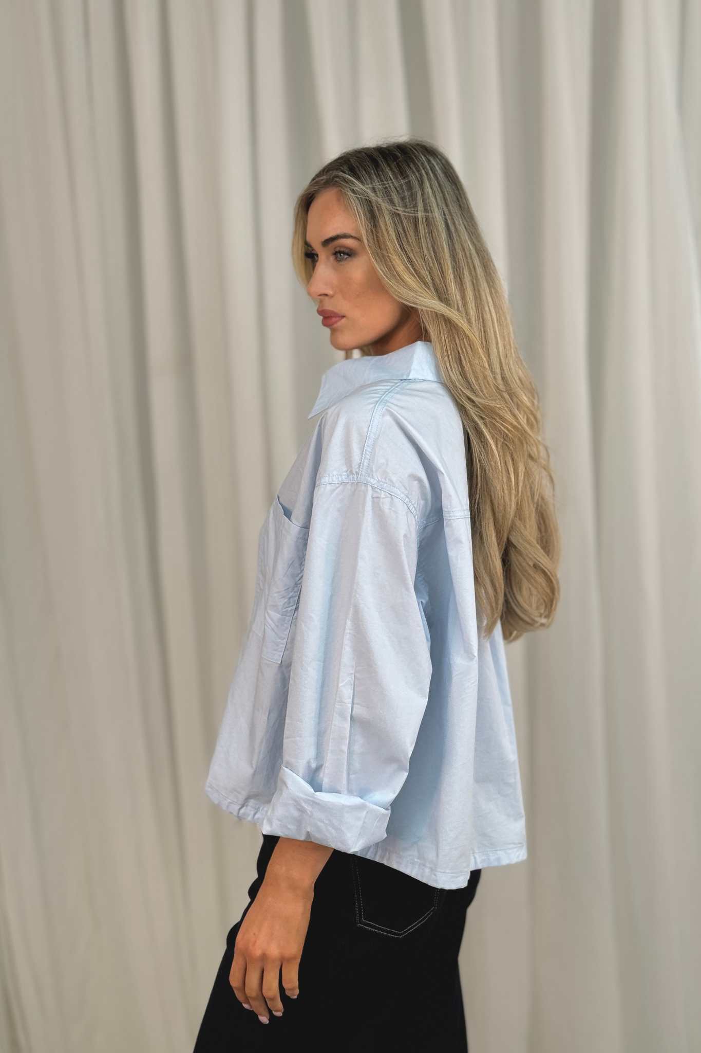 Jane Tie Waist Shirt In Blue