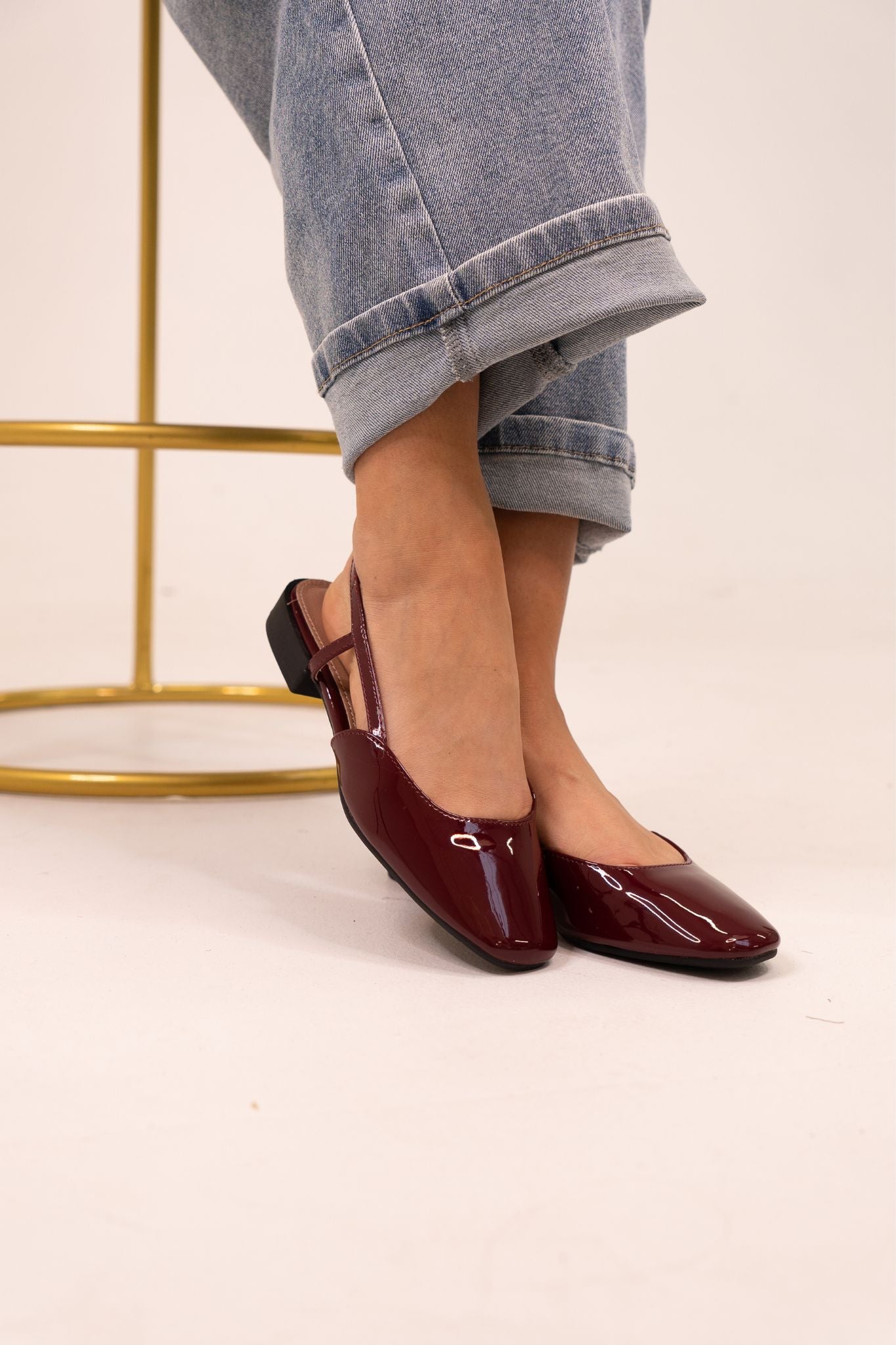 Sadie Square Toe Slingbacks In Wine