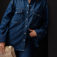 Love Laura Pinstripe Denim Shacket In Indigo
