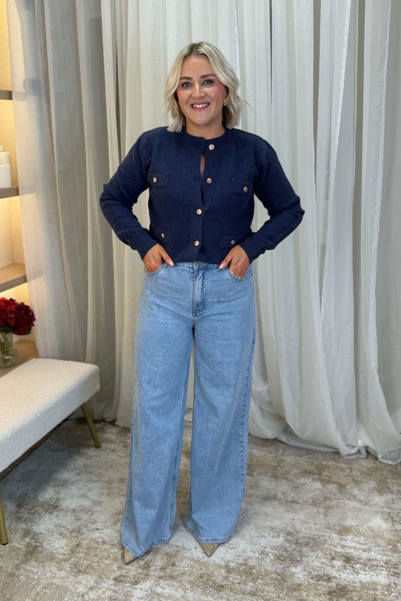 Lynne Wide Leg Jeans In Light Denim