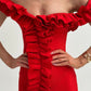 Holly Off Shoulder Ruffle Dress In Red