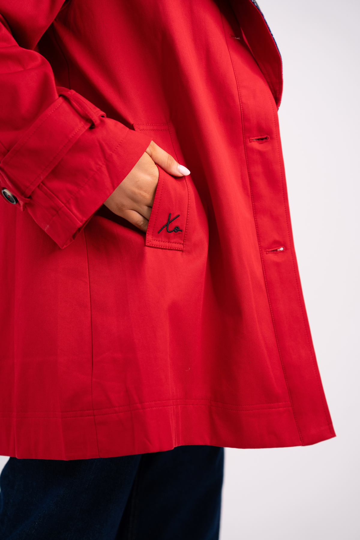 Love Laura Trench Coat With Scarf In Red
