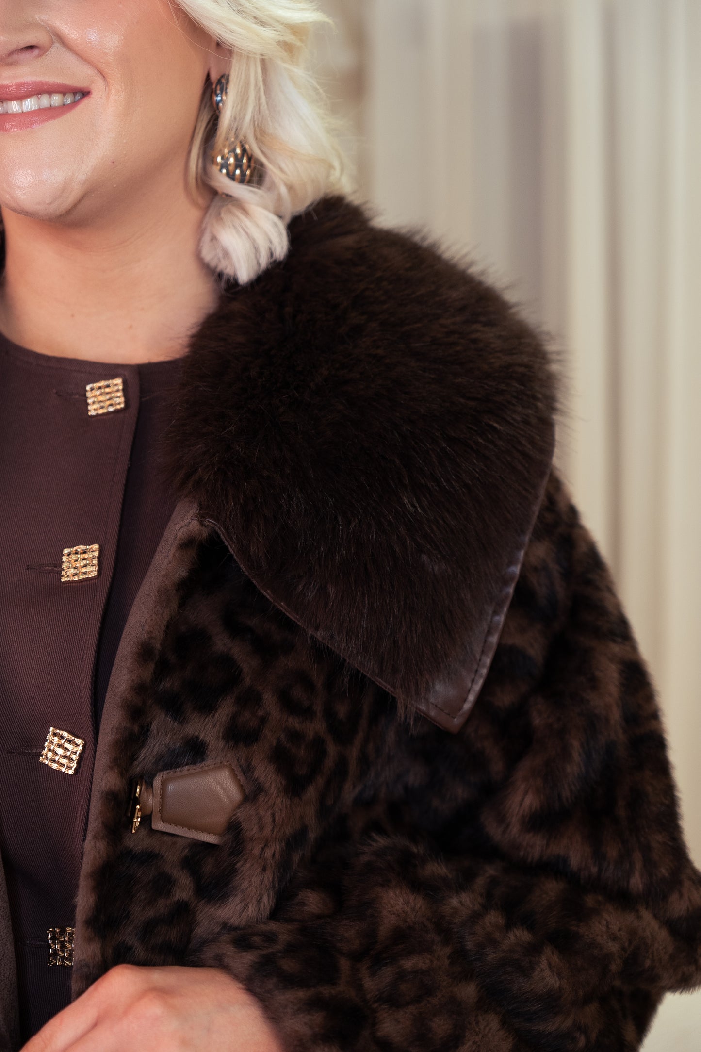 Love Laura Faux Fur Coat In Leopard Print