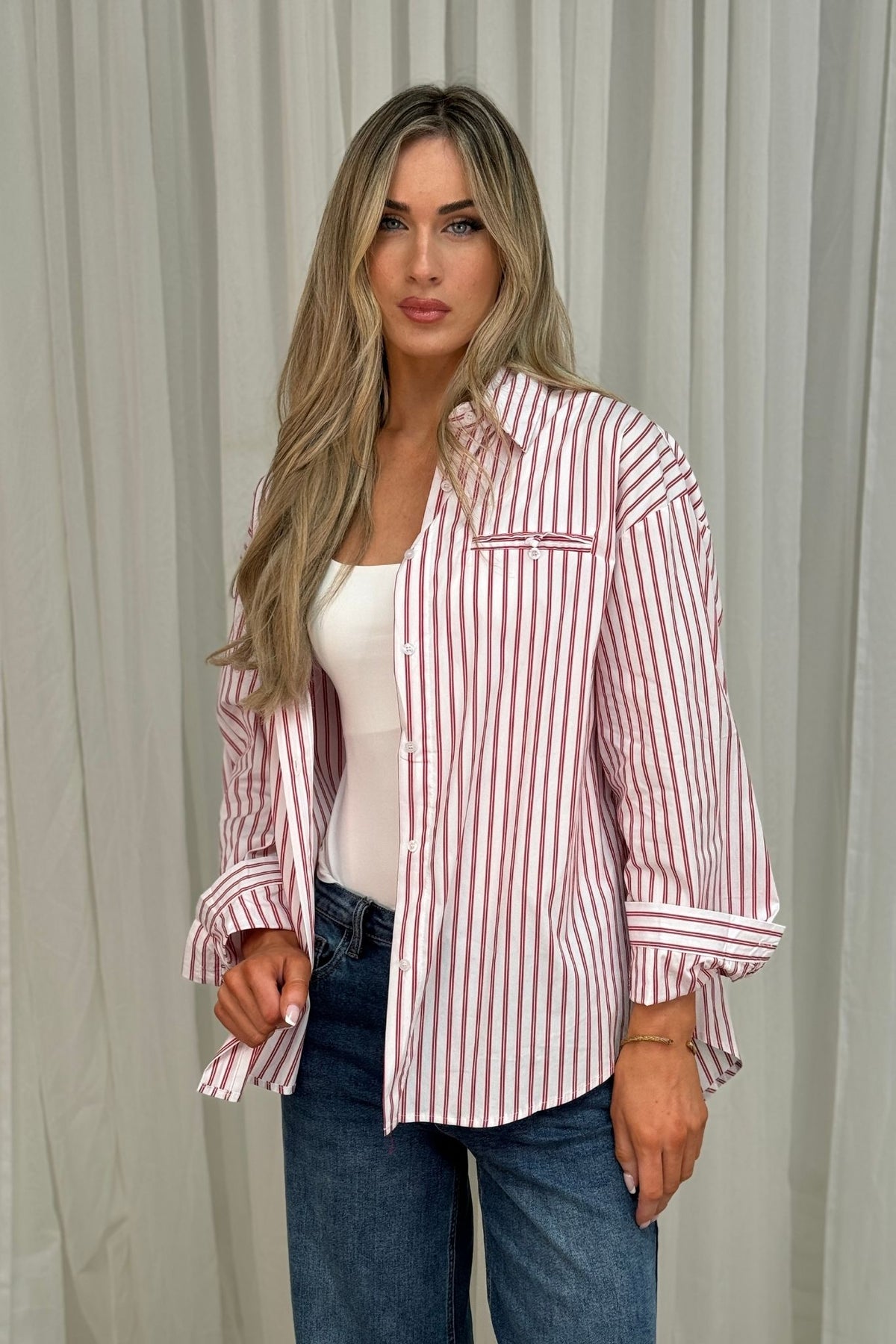 Elsa Stripe Shirt In Red