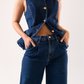 Love Laura Denim Waistcoat In Dark Wash