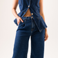 Love Laura Denim Waistcoat In Dark Wash