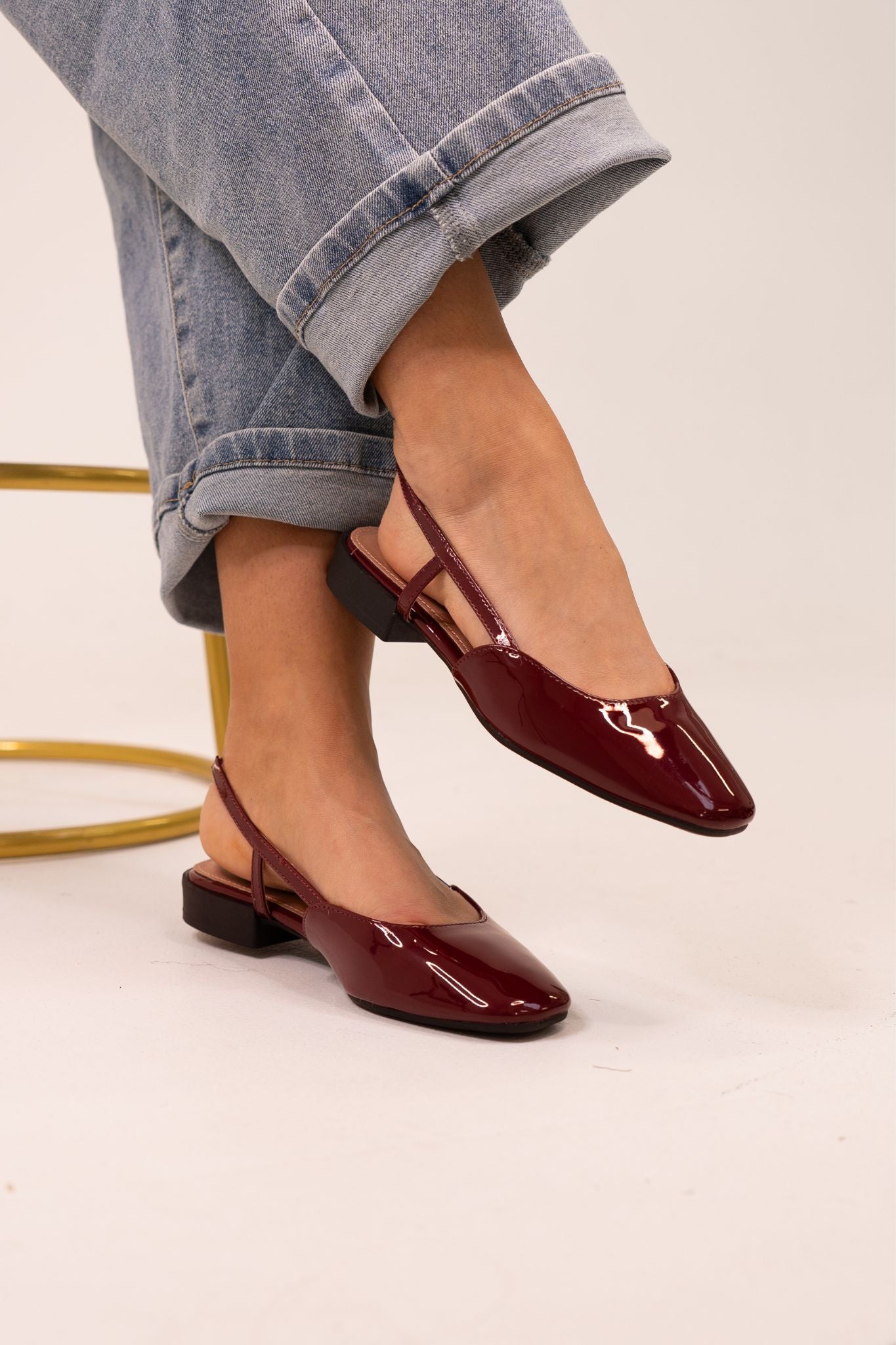 Sadie Square Toe Slingbacks In Wine