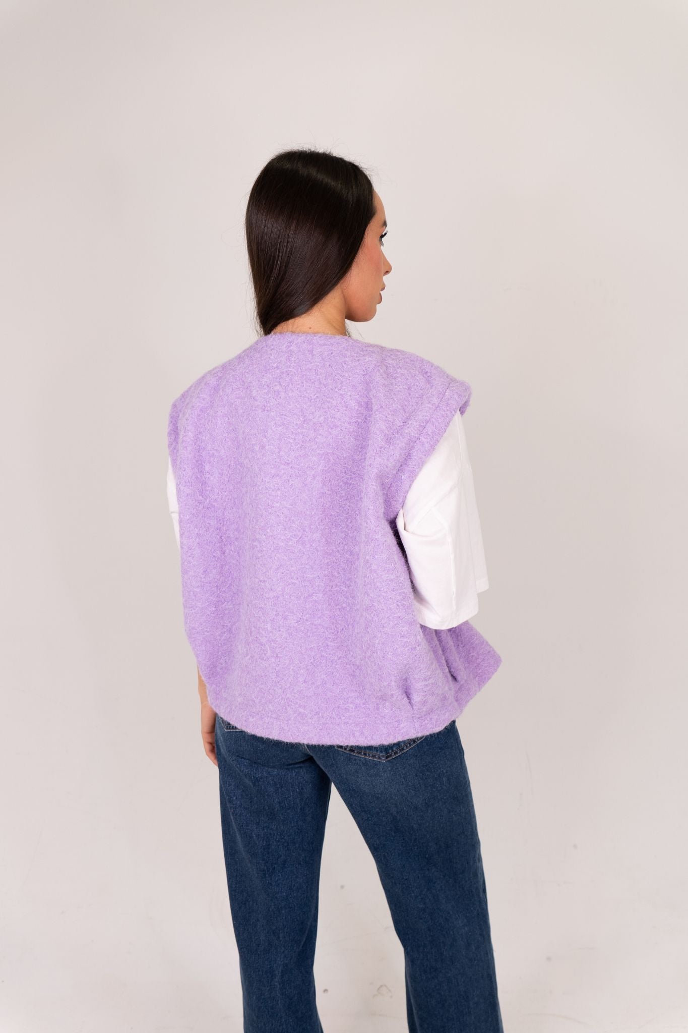 Kendra Textured Waistcoat In Lilac