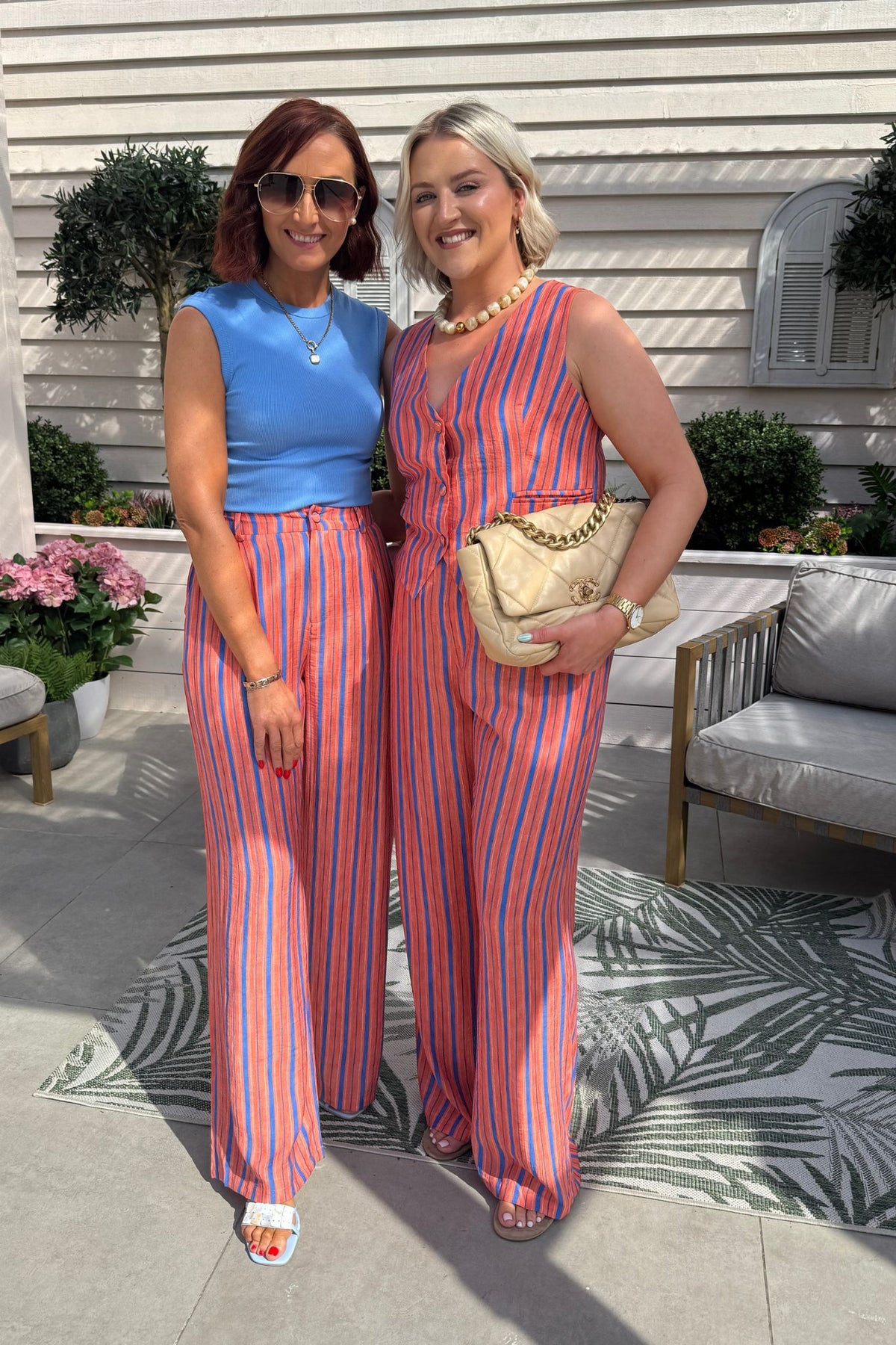 Elsa Stripe Trousers In Orange Mix