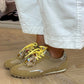 Faith Double Laced Trainers In Beige Mix