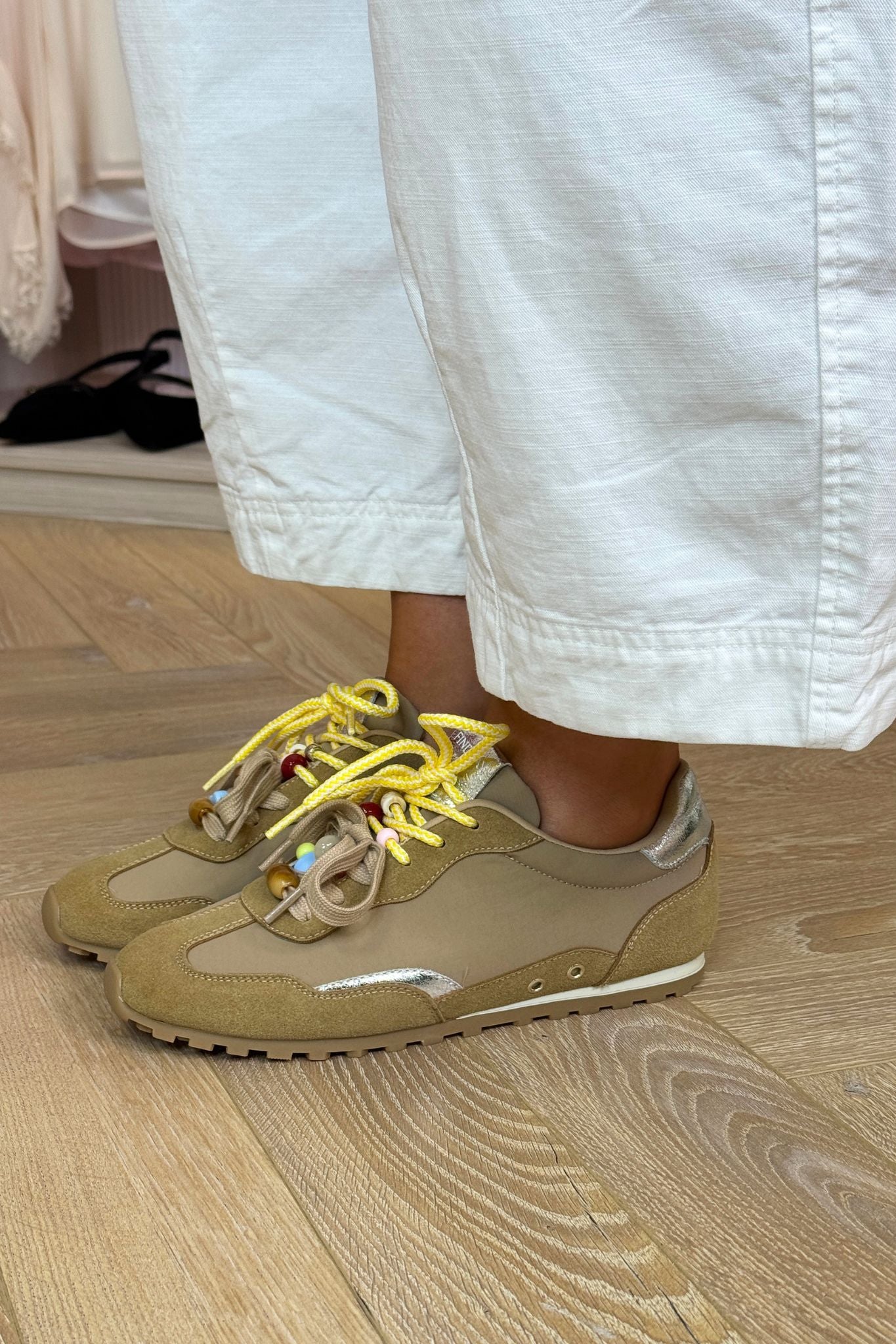 Faith Double Laced Trainers In Beige Mix