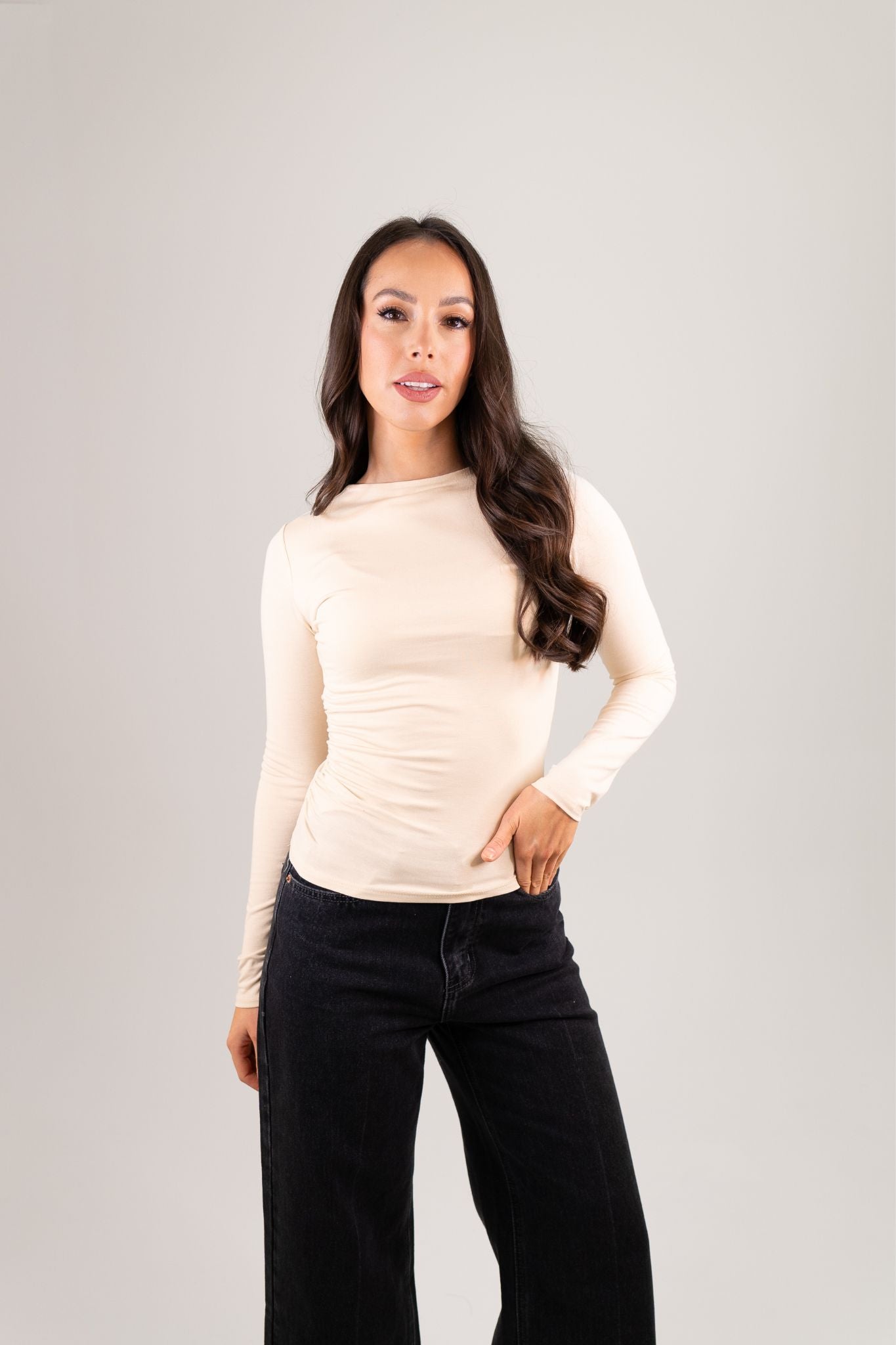 Erica Long Sleeve Top In Neutral