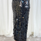 Millie Long Sequin Skirt In Black