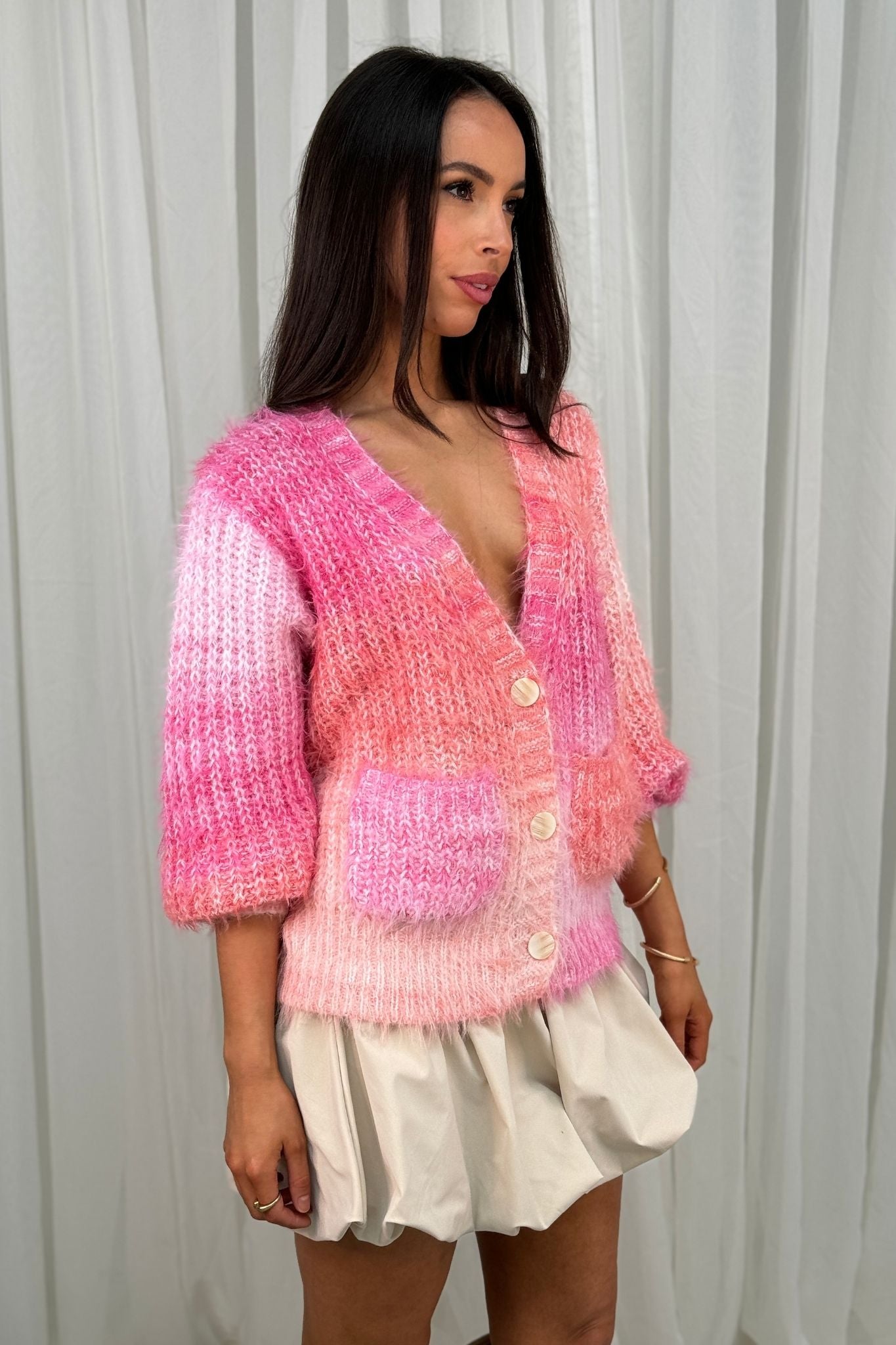 Becca Cardigan In Pink Mix