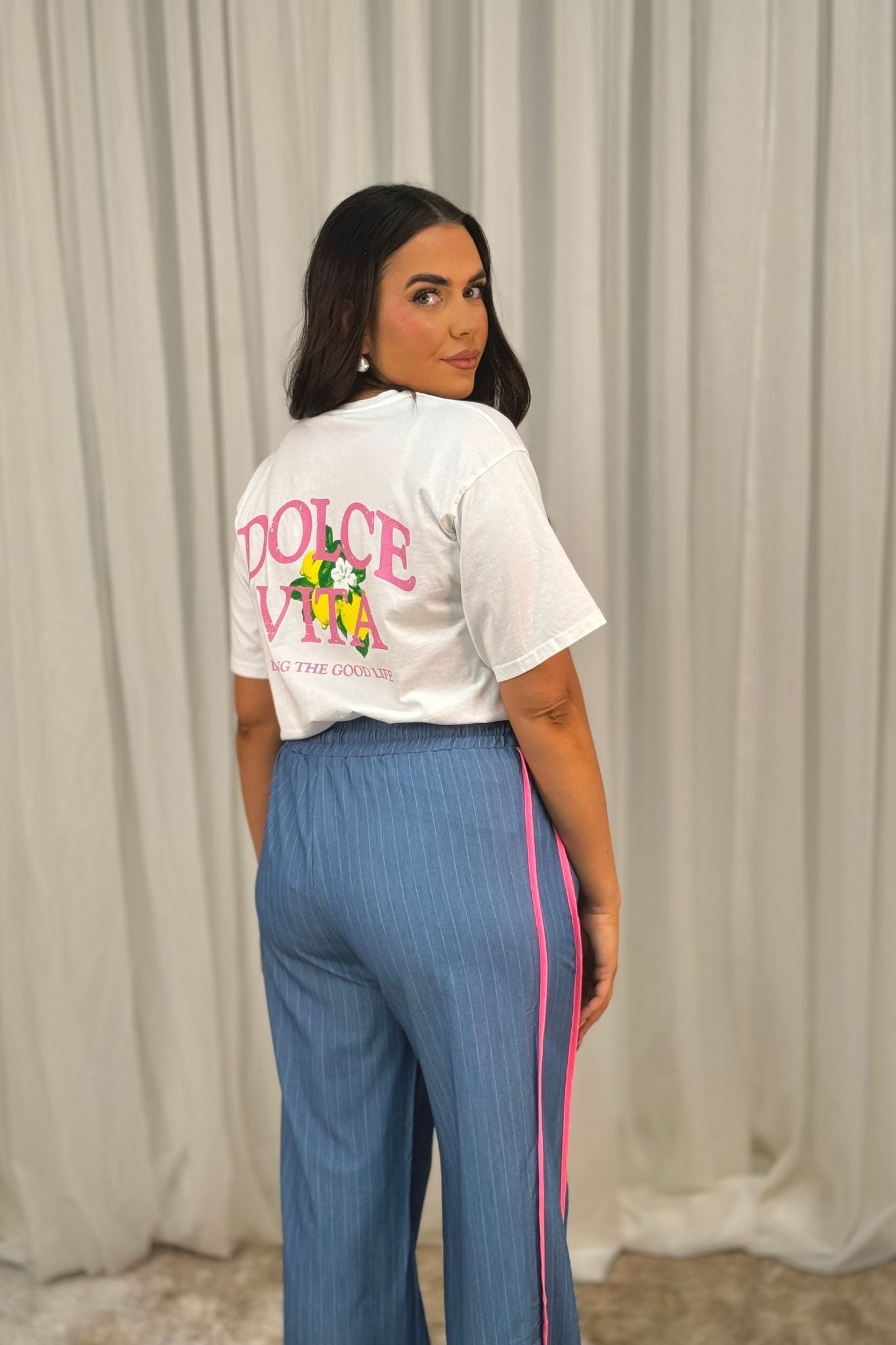 Millie Contrast Stripe Trousers In Blue