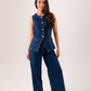 Love Laura Denim Waistcoat In Dark Wash
