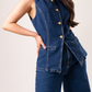 Love Laura Denim Waistcoat In Dark Wash