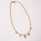 Olive Blue Stone Charm Necklace In Gold