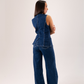Love Laura Denim Waistcoat In Dark Wash