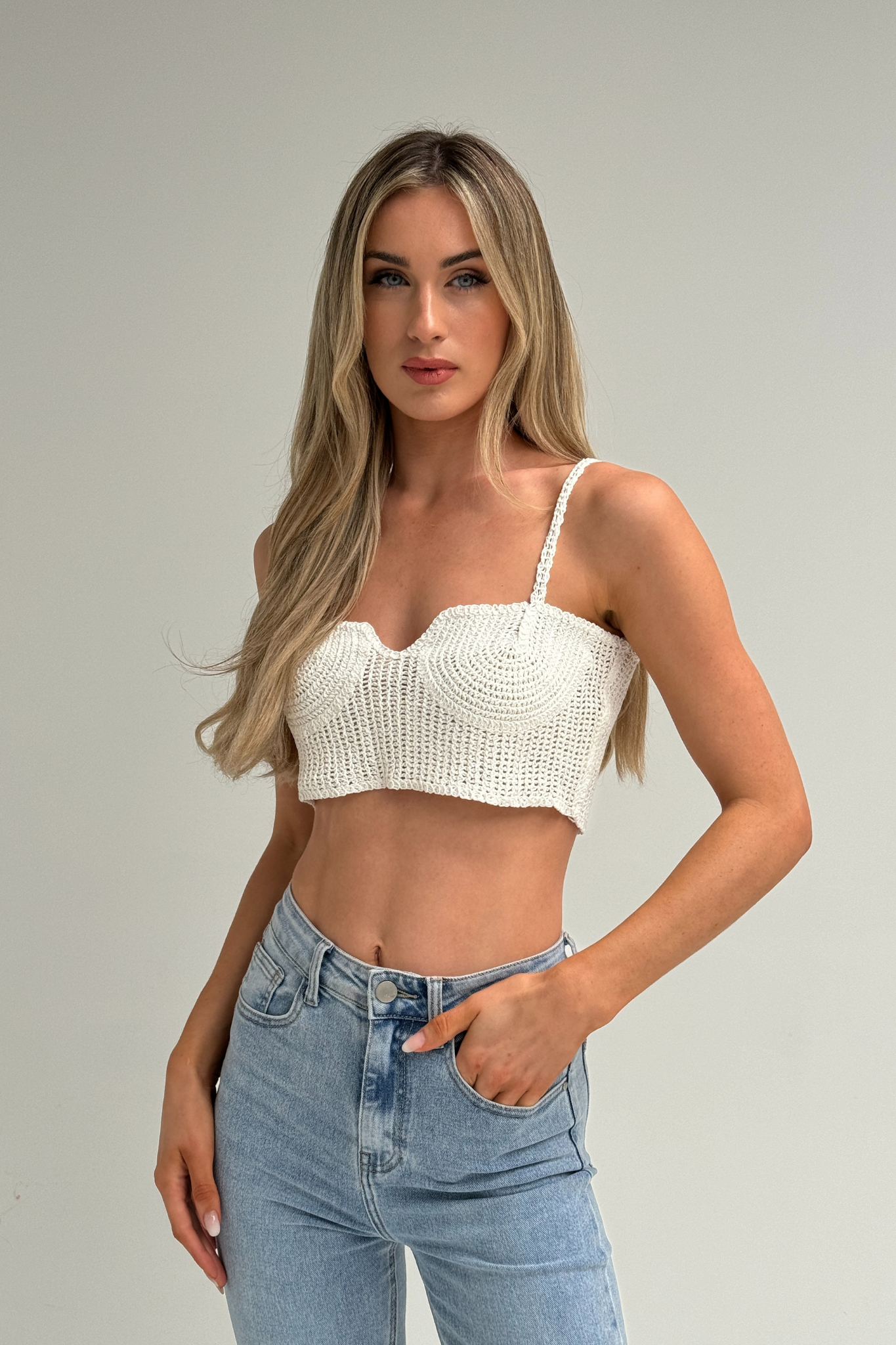 Lily Fine Crochet Top In White