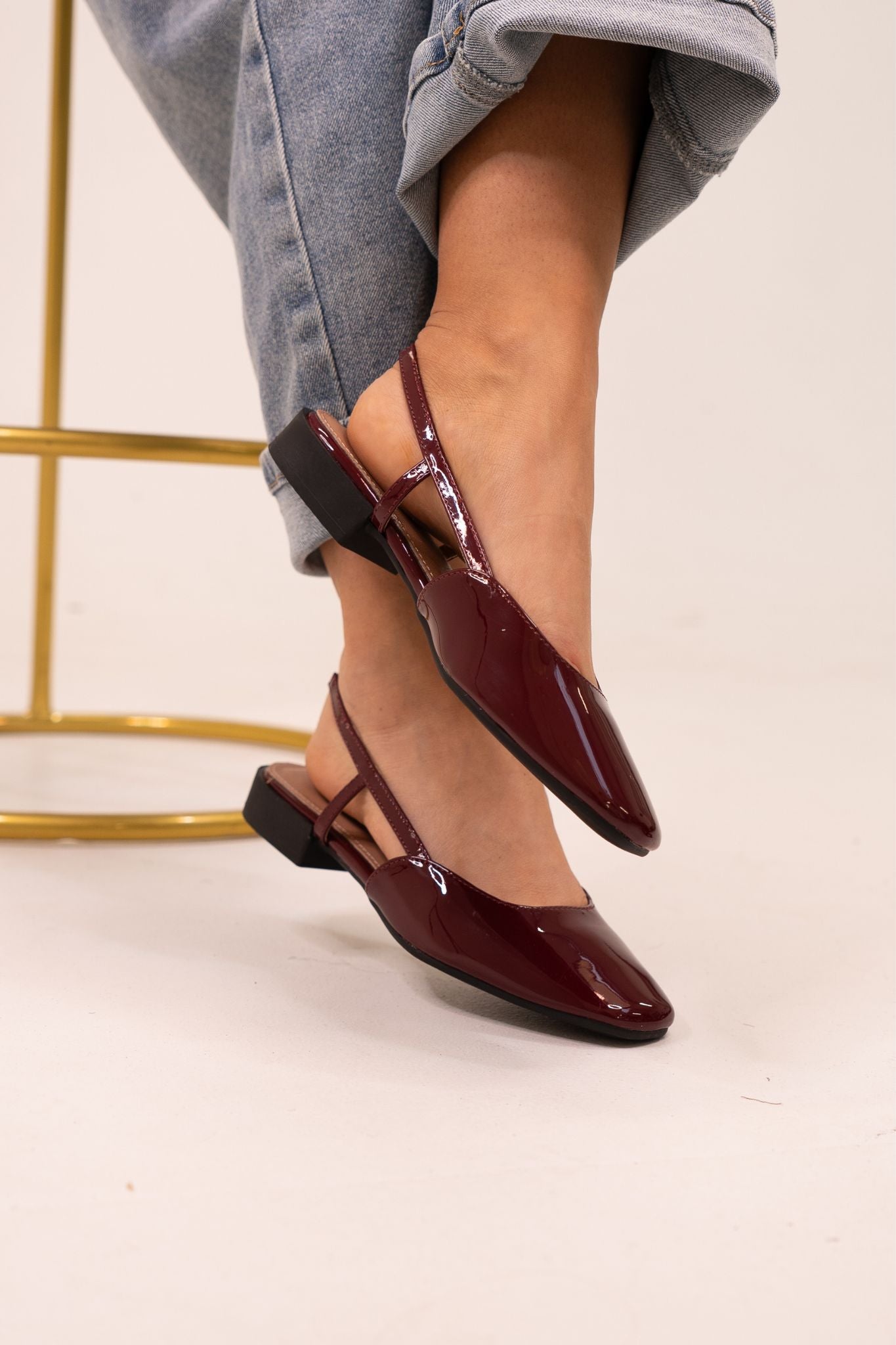 Sadie Square Toe Slingbacks In Wine