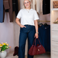 Love Laura Pinstripe Barrell Jeans In Indigo