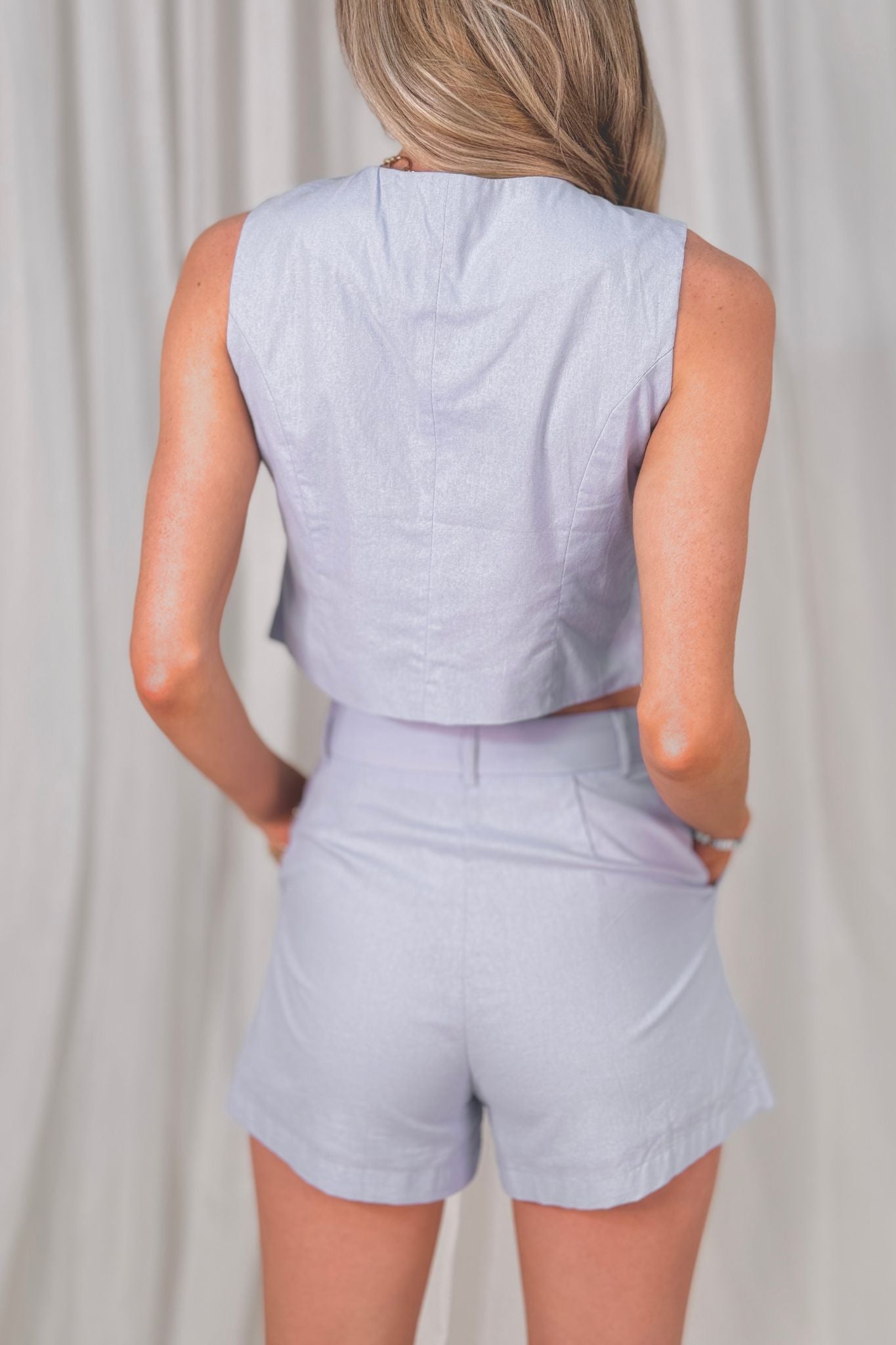 Polly Cotton Waistcoat In Sky Blue