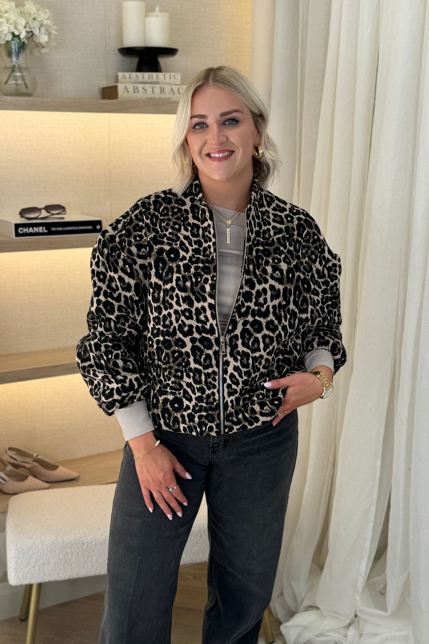 Leona Bomber Jacket In Leopard Print