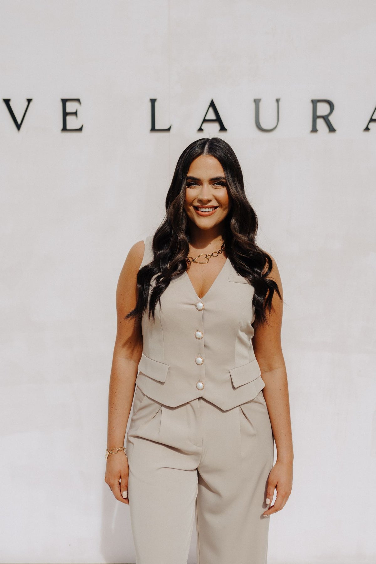 Love Laura Forever Waistcoat In Neutral