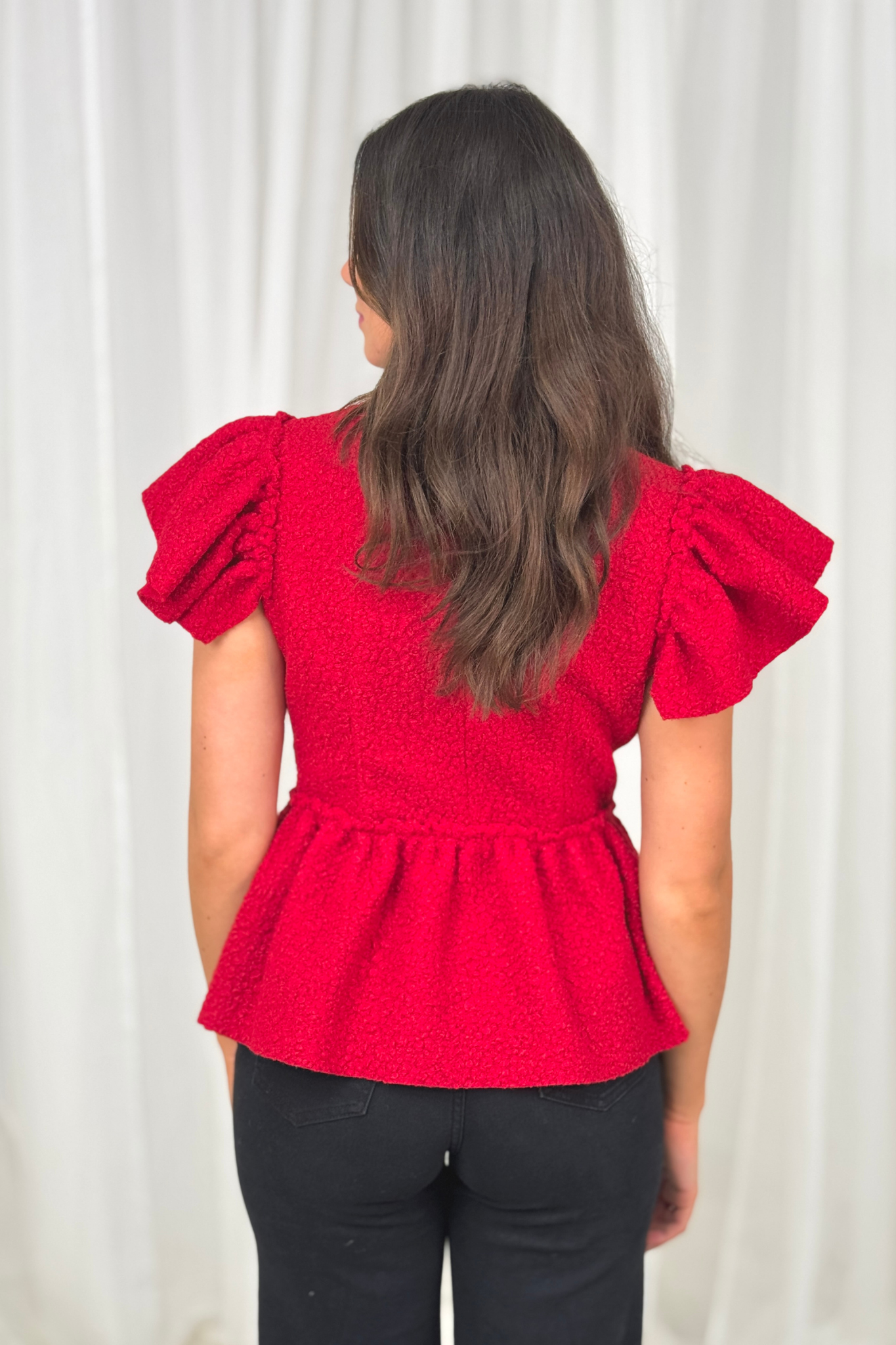 Sienna Textured Peplum Waistcoat In Red