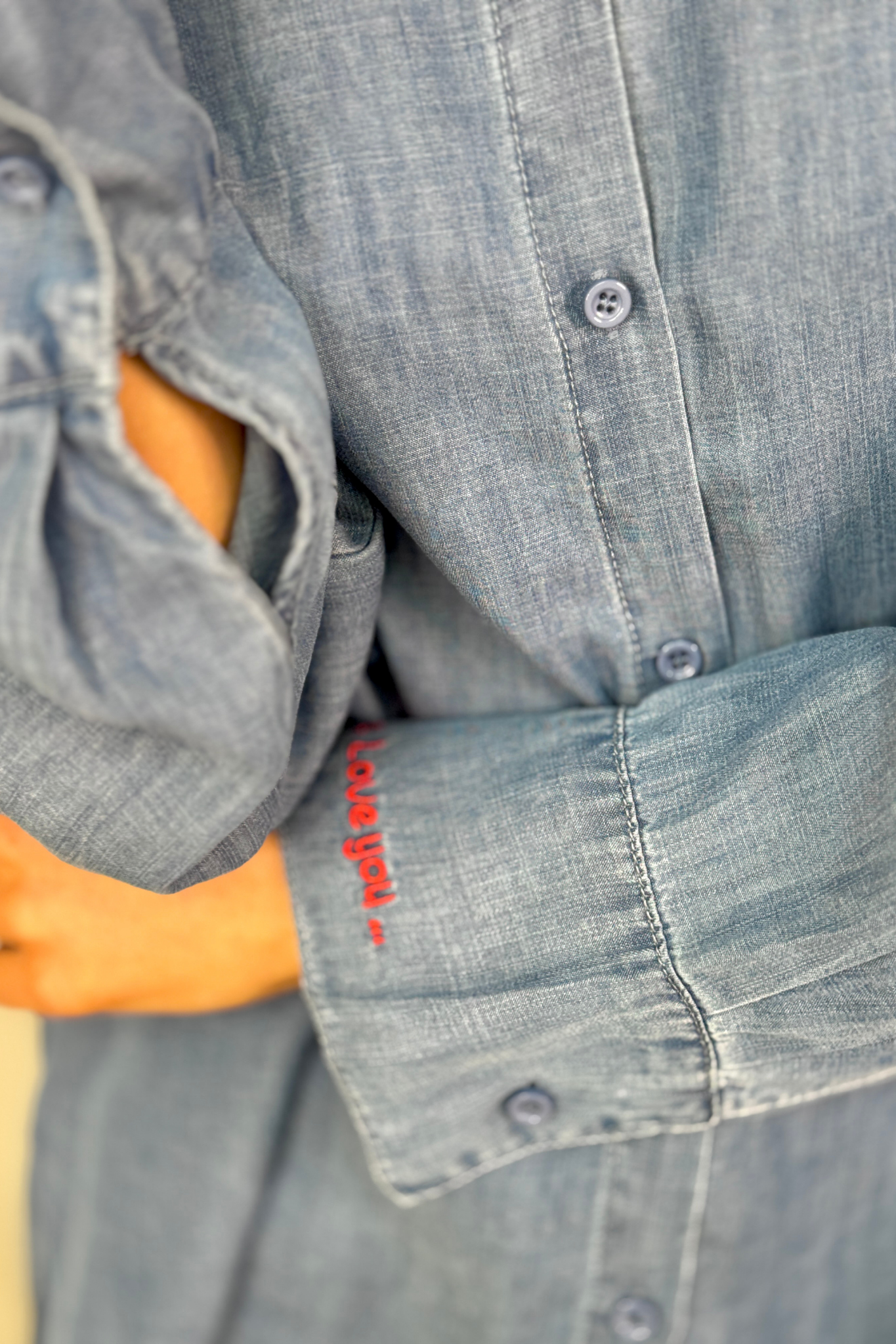 Millie Cuff Detail Shirt In Denim Blue