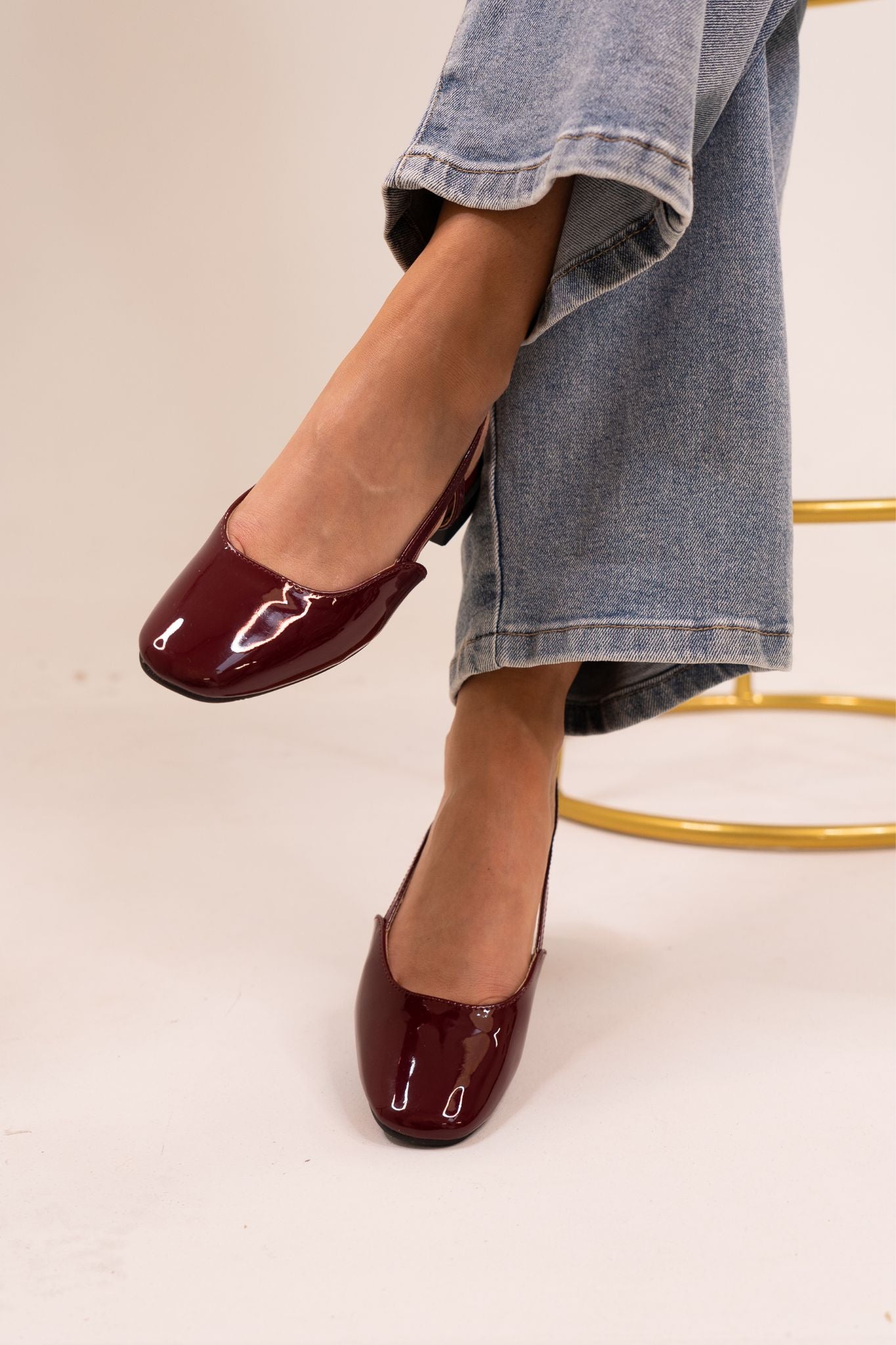 Sadie Square Toe Slingbacks In Wine