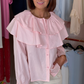 Megan Double Frill Collar Shirt In Pink