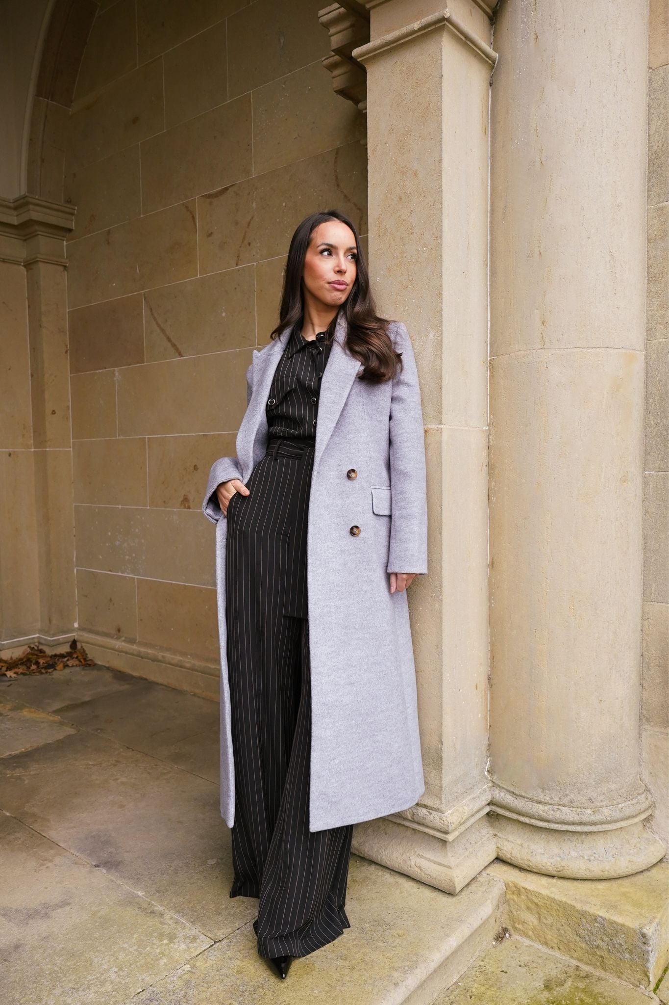 Love Laura Coat In Grey Marl