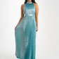 Grace Pleated Dress In Turquoise