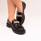 Winnie Buckle Loafers In Black