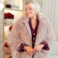 Love Laura Textured Faux Fur Coat In Taupe