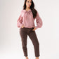 Ally Bow Collar Check Shirt In Red