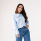 Ally Frill Collar Shirt In Sky Blue